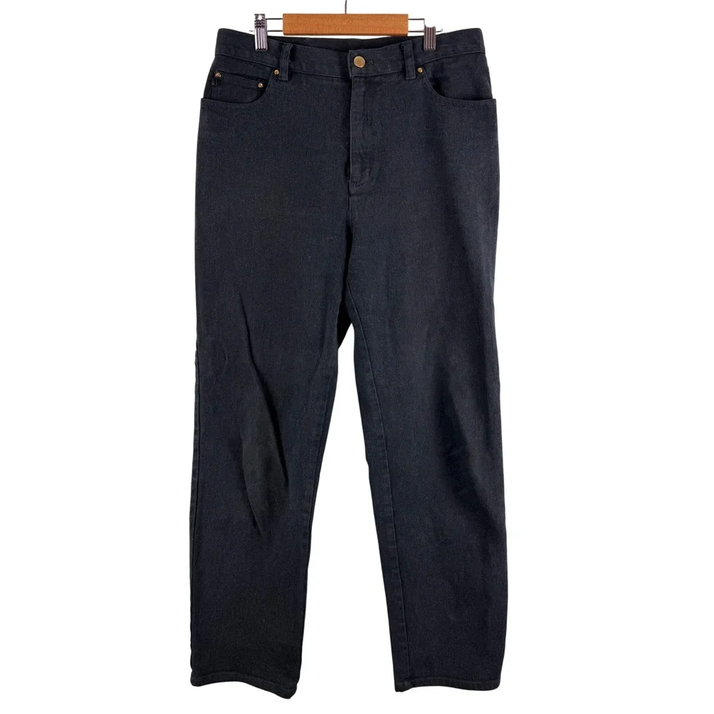 Lauren Jeans Co Ralph Lauren Jeans Womens 10 Black High Rise Straight Leg Denim